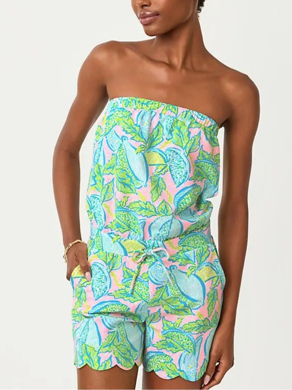 Lilly Pulitzer Jace Strapless Romper Urchin Pink Vitamin Sea - size Small NWT 🦄